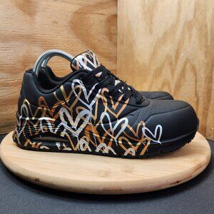 Skechers X JGoldcrown Uno SR Womens Black Composite Toe Work Shoes Size 9.5